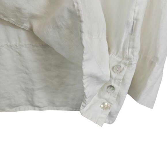 Bryn Walker M ivory Natural Fiber Linen Coastal Quiet Luxury Minimalist Top - Picture 6 of 10